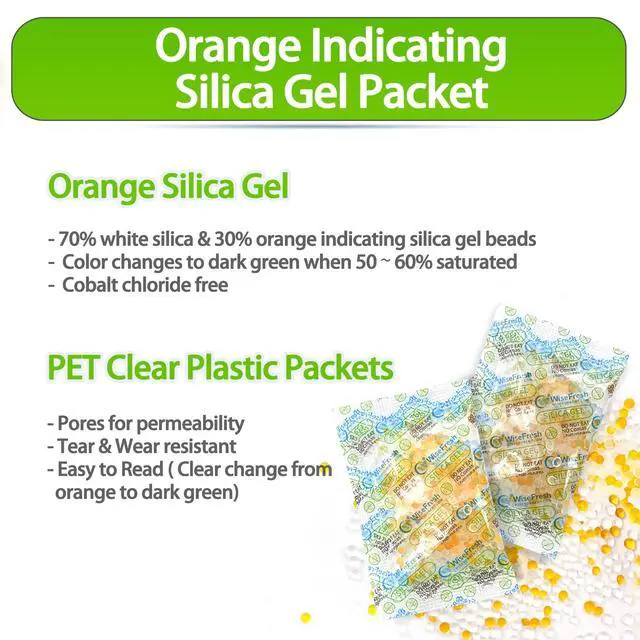 Alt view image 2 of 6 - 5 Gram Silica Gel Desiccant Pack, Indicating Silica Gel Packets - Food Safe Moisture Absorbers, Silica Packets (5g/2800P)
