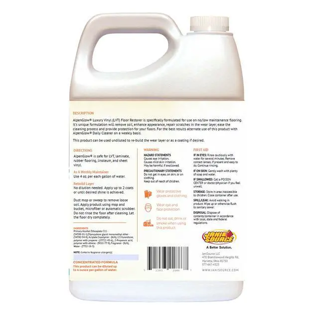 Alt view image 6 of 6 - Alpenglow Luxury Vinyl Floor Restorer High-Gloss Polish & Scratch Repair, Streak-Free Shine, Easy to Apply (Case of 4, Gallon)