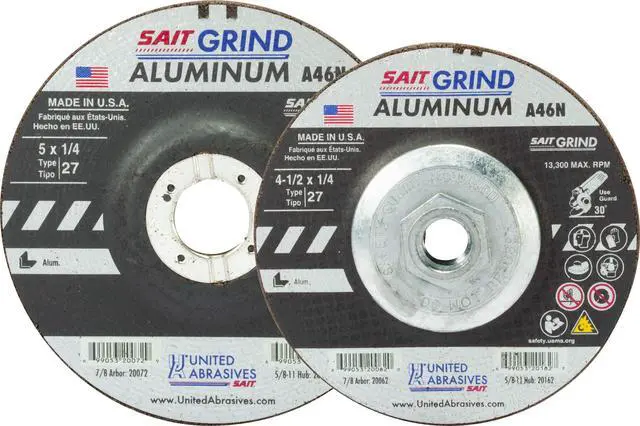 Alt view image 2 of 6 - SAIT 20088 A46N Aluminum Grinding Wheel (Type 27/Depressed Center) 7" x 1/4" x 5/8-11", 10-Pack