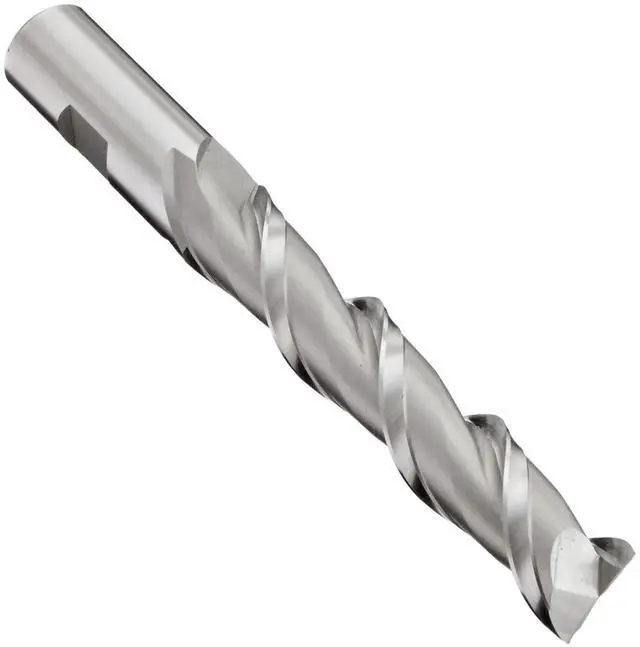Main image of 1 E1072 High Speed Steel (HSS) Square Nose End Mill, Extra Long Reach, Weldon Shank, Uncoated (Bright) Finish, 42 Deg Helix, 2 Flutes, 8.5" Overall Length, 1" Cutting Diameter, 1" Shank Diameter