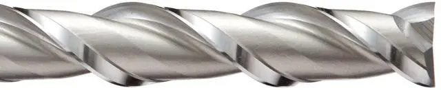 Alt view image 2 of 3 - 1 E1072 High Speed Steel (HSS) Square Nose End Mill, Extra Long Reach, Weldon Shank, Uncoated (Bright) Finish, 42 Deg Helix, 2 Flutes, 8.5" Overall Length, 1" Cutting Diameter, 1" Shank Diameter