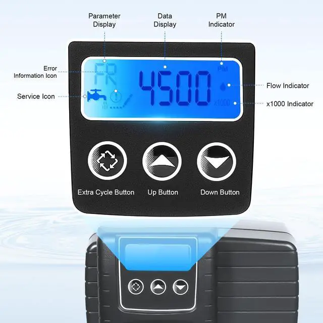 Alt view image 4 of 6 - Fleck 5600SXT Water Softener Valve, 110V Time Type Digital Control Valve with Display and Water Distributor Automatic Water Softener System Filter Control Head for Water Purification Equipment