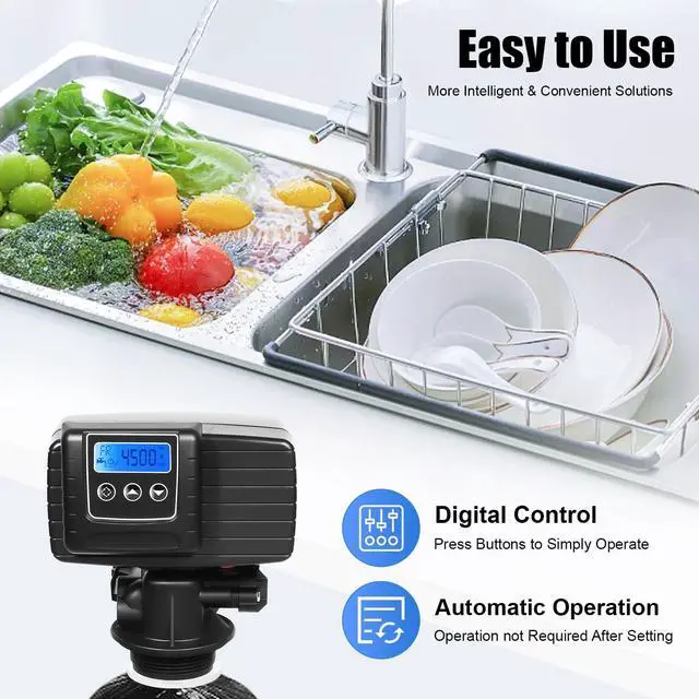 Alt view image 6 of 6 - Fleck 5600SXT Water Softener Valve, 110V Time Type Digital Control Valve with Display and Water Distributor Automatic Water Softener System Filter Control Head for Water Purification Equipment