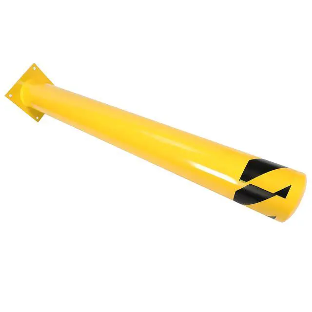 Alt view image 3 of 6 - (4Pcs) 42 inch Steel Safety Bollard Parking Barrier Post Safety Bollard Universal for Outdoor Sidewalks Entrances Parking Lots Powder Coat Pipe Steel Bolts Yellow 42" x 5"