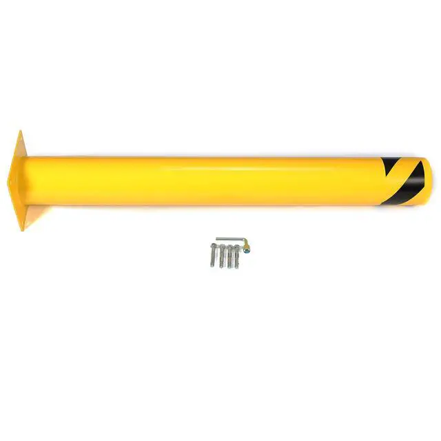 Alt view image 4 of 6 - (4Pcs) 42 inch Steel Safety Bollard Parking Barrier Post Safety Bollard Universal for Outdoor Sidewalks Entrances Parking Lots Powder Coat Pipe Steel Bolts Yellow 42" x 5"