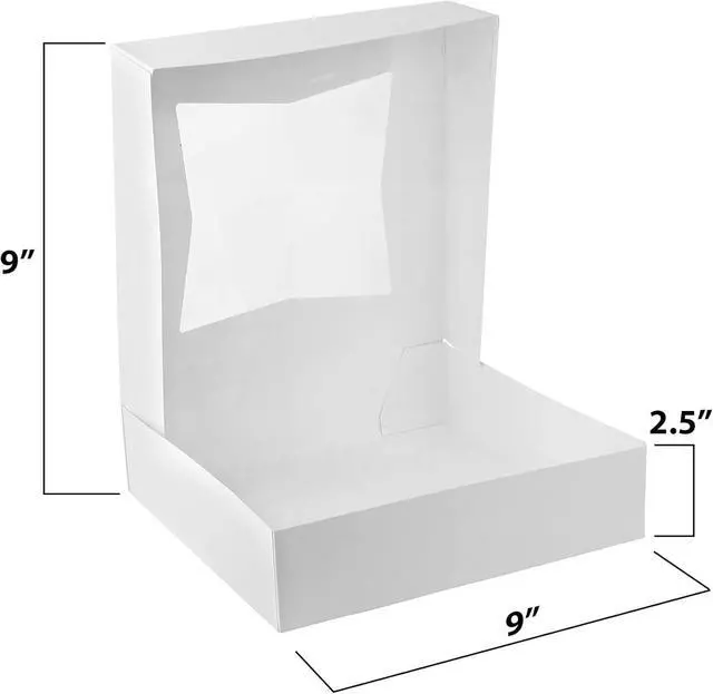 Alt view image 2 of 6 - Chocolate Covered Strawberry Boxes 9" x 9" x 2.5" - Auto Pop-Up Bakery Boxes with Window (Pack of 200) - Made in the USA