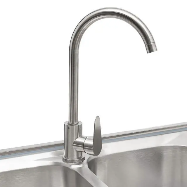 Alt view image 3 of 6 - Free Standing Commercial Kitchen Sink Stainless Steel, Double Bowl Utility Sink with 360° Rotatable Faucet and Water Pipes Restaurant Outdoor Utility Sink Left Dual-Bowl (47x17.7x31.5in-A)
