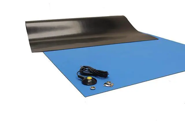 Main image of Rubber ESD Anti-Static HIGH Temperature Soldering MAT-30" X 72" (2.5' x 6') - 0.08" Thick- with Ground Cable-Blue