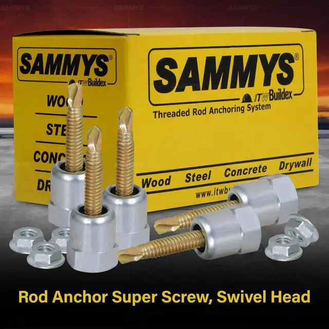 Alt view image 2 of 6 - Sammys 8137957-50 SH-DSTR 1 3/8 Inch Screw Swivel Expandable Threaded Rod Anchor Designed for Pipe Hanger, Installs 17 Deg Angle Off Vertical,Electro-Zinc Finish (Pack of 50)