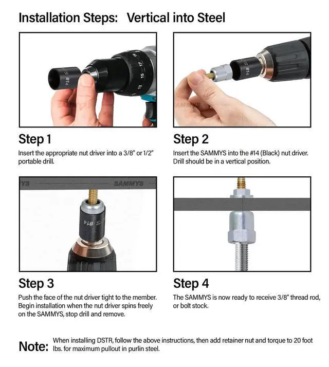 Alt view image 5 of 6 - Sammys 8137957-50 SH-DSTR 1 3/8 Inch Screw Swivel Expandable Threaded Rod Anchor Designed for Pipe Hanger, Installs 17 Deg Angle Off Vertical,Electro-Zinc Finish (Pack of 50)