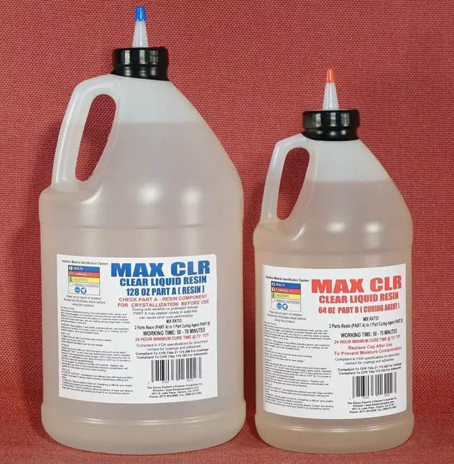Main image of MAX CLR A/B Resin System 1.5 Gallon Kit -Food Safe 4 Direct Contact Coating, Crystal Clear, Stain Resistant, Countertop & Tabletop Coating, Casting Resin -View Product Details Below