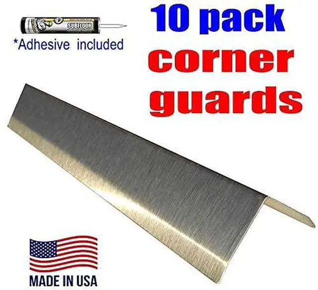 Alt view image 2 of 6 - 2" x 2" x 48" Stainless Steel Corner Guard, Includes Adhesive, Pack of 10 units