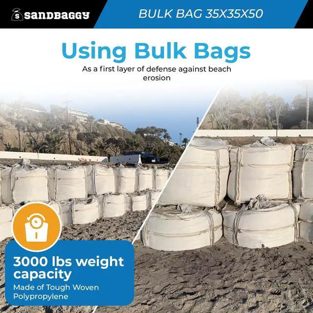 Alt view image 3 of 6 - FIBC Bulk Bag | 35" L x 35" W x 50 Inch Height | Large Sandbags | Industrial Grade Bag Holds Up to 3000 LBS or 45 Cubic Ft. | FDA Compliant | UV Protected (Pack of 2)