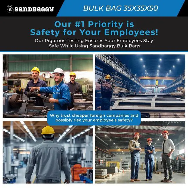 Alt view image 5 of 6 - FIBC Bulk Bag | 35" L x 35" W x 50 Inch Height | Large Sandbags | Industrial Grade Bag Holds Up to 3000 LBS or 45 Cubic Ft. | FDA Compliant | UV Protected (Pack of 2)