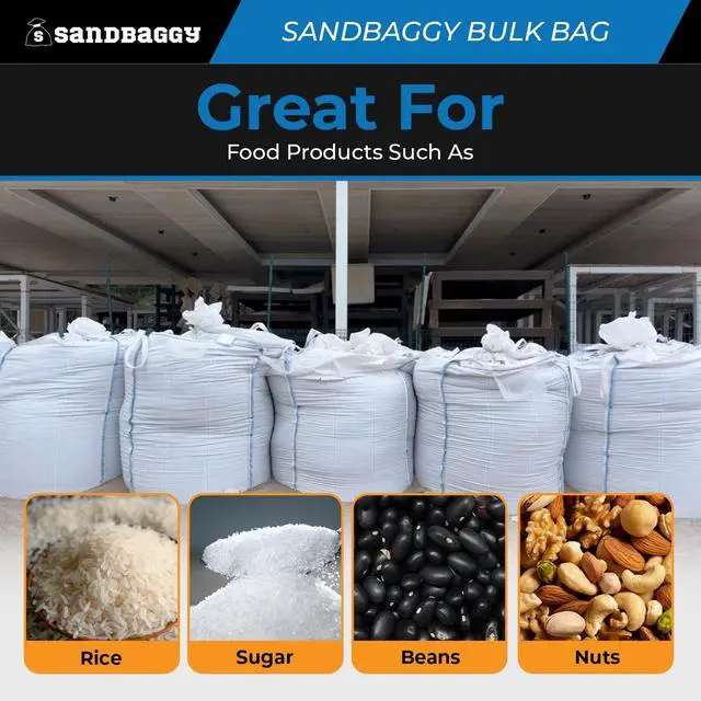Alt view image 6 of 6 - FIBC Bulk Bag | 35" L x 35" W x 50 Inch Height | Large Sandbags | Industrial Grade Bag Holds Up to 3000 LBS or 45 Cubic Ft. | FDA Compliant | UV Protected (Pack of 2)