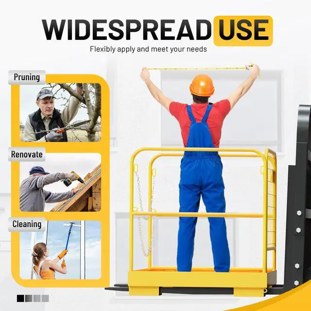 Alt view image 6 of 6 - Heavy Duty Steel Forklift Safety Cage - 36x36 Foldable Work Platform, 1200 LBS Load Capacity
