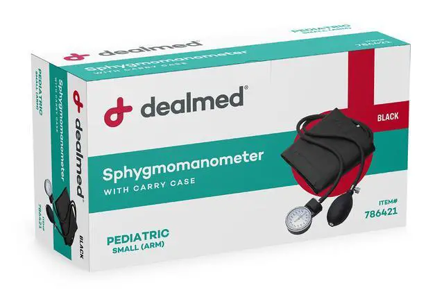 Alt view image 5 of 6 - Professional Aneroid Sphygmomanometer Pediatric - Manual Arm Blood Pressure Monitor with Child Size Cuff and Carry Case, Black (Case of 24)