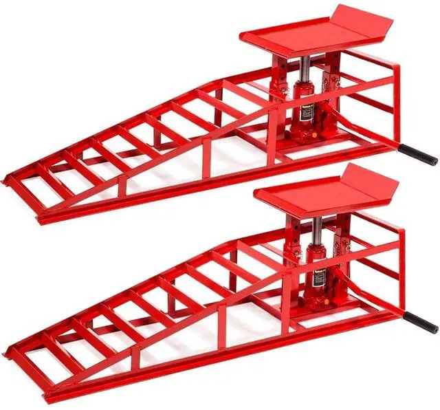 Main image of Stark 2 Pieces Auto Ramp Low Profile Car Lift Service Ramps Truck Trailer Garage Automotive Hydraulic Lift Repair Frame (Red)