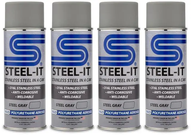 Main image of 1002D Polyurethane Aerosol, Industrial Paint Coatings, Weldable, Easy to Apply - Steel Gray (4 Pack)
