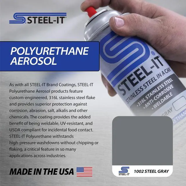 Alt view image 2 of 6 - 1002D Polyurethane Aerosol, Industrial Paint Coatings, Weldable, Easy to Apply - Steel Gray (4 Pack)