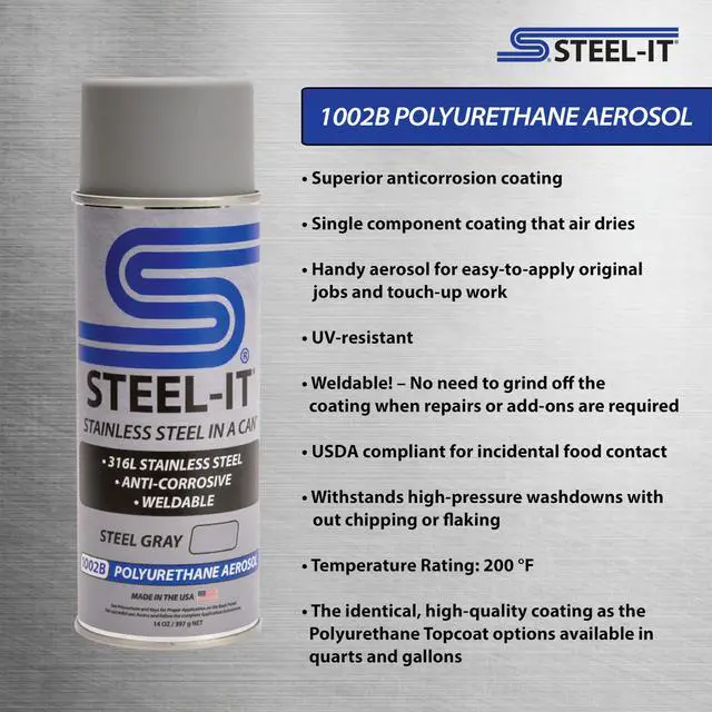 Alt view image 3 of 6 - 1002D Polyurethane Aerosol, Industrial Paint Coatings, Weldable, Easy to Apply - Steel Gray (4 Pack)