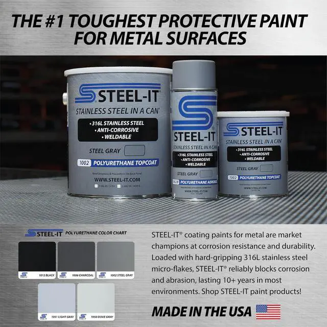 Alt view image 6 of 6 - 1002D Polyurethane Aerosol, Industrial Paint Coatings, Weldable, Easy to Apply - Steel Gray (4 Pack)
