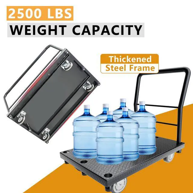 Alt view image 2 of 5 - 2in1 Panel Cart, Drywall Cart Platform Trucks 2500 lbs Capacity Lumber Cart Flatbed Cart 38" x 24" Heavy Duty Push Cart with 1Front and 3 Side Handrails& Swivel Casters