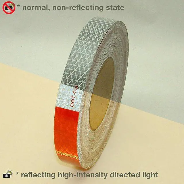 Alt view image 2 of 5 - (Reflexite) REF-DOT/C66TR1550 V92 Daybright Microprismatic Conspicuity Tape: 1-1/2" x 50 yd, Red/White