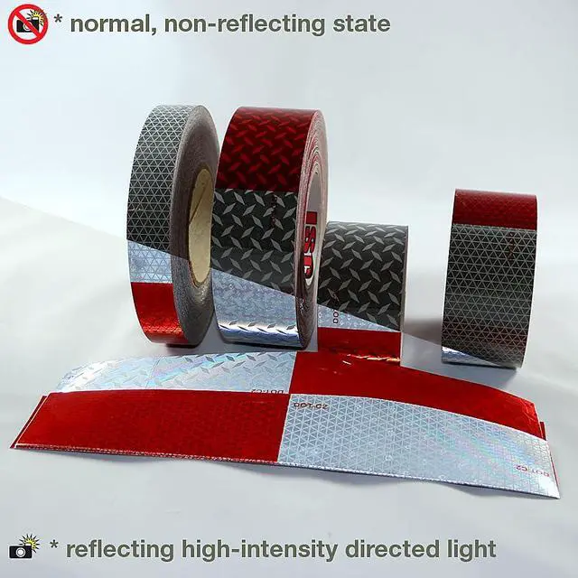 Alt view image 3 of 5 - (Reflexite) REF-DOT/C66TR1550 V92 Daybright Microprismatic Conspicuity Tape: 1-1/2" x 50 yd, Red/White