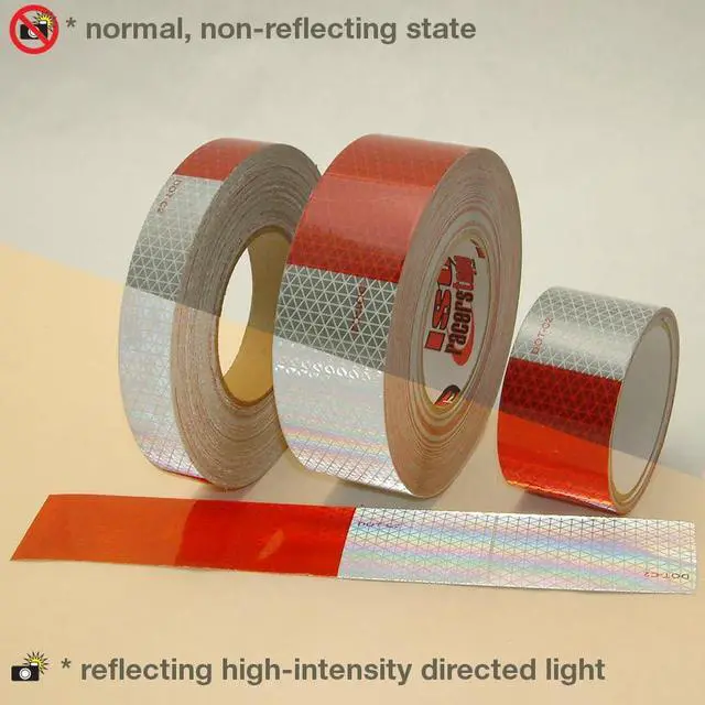 Alt view image 5 of 5 - (Reflexite) REF-DOT/C66TR1550 V92 Daybright Microprismatic Conspicuity Tape: 1-1/2" x 50 yd, Red/White