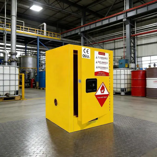 Main image of 12 Gallon Safety Storage Flammable Cabinet, Adjustable Shelf Galvanized Steel 3 Point Locker Flammable Storage Cabinet, for Commercial, Industrial and Lab