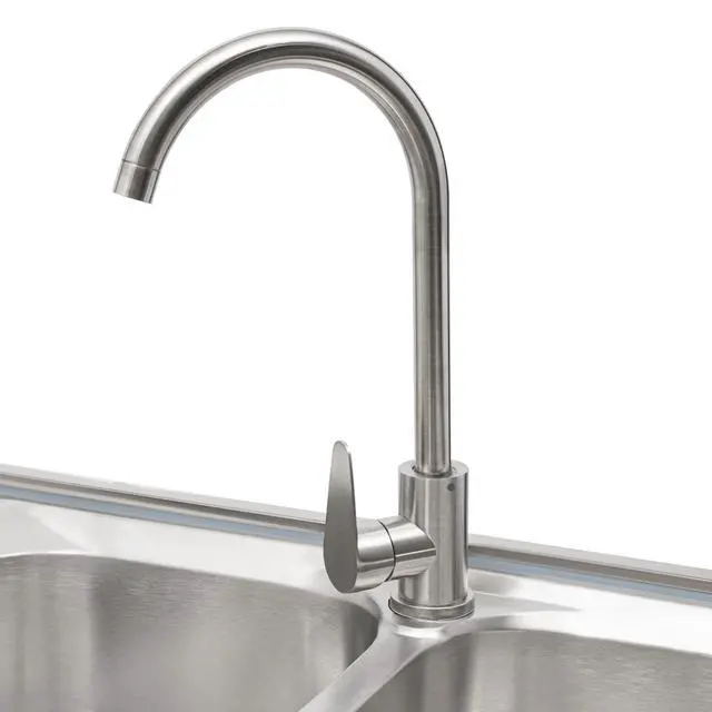 Alt view image 3 of 6 - Free Standing Commercial Kitchen Sink Stainless Steel, Double Bowl Utility Sink with 2 360° Rotatable Faucet and Water Pipes Restaurant Outdoor Utility Sink Right Dual-Bowl (47x17.7x31.5in-B)