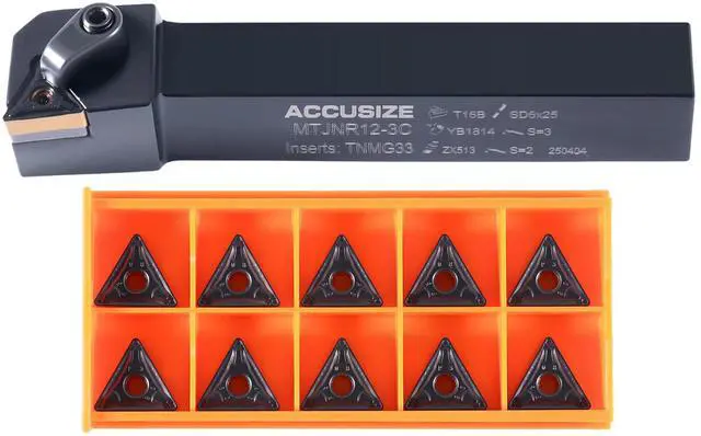Alt view image 2 of 6 - Accusize Indexable Tool Holder, 3/4" x 5", RH, 2312-5008INS | MTJNR 12-3C Kit, 1" Tool Height, Includes 10 TNMG332 Carbide Inserts, Right Hand