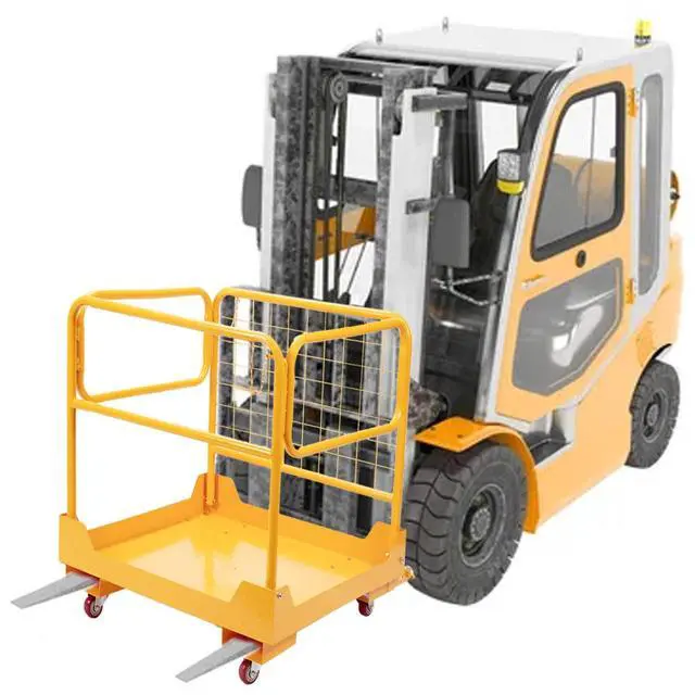 Alt view image 2 of 6 - 36"x36" inch Forklift Safety Cage Work Platform 1150LBS Capacity Heavy Duty Forklift Man Basket with 4 Swivel Casters for Aerial Jobs