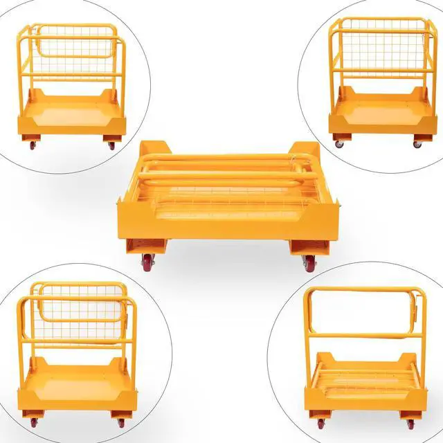 Alt view image 4 of 6 - 36"x36" inch Forklift Safety Cage Work Platform 1150LBS Capacity Heavy Duty Forklift Man Basket with 4 Swivel Casters for Aerial Jobs