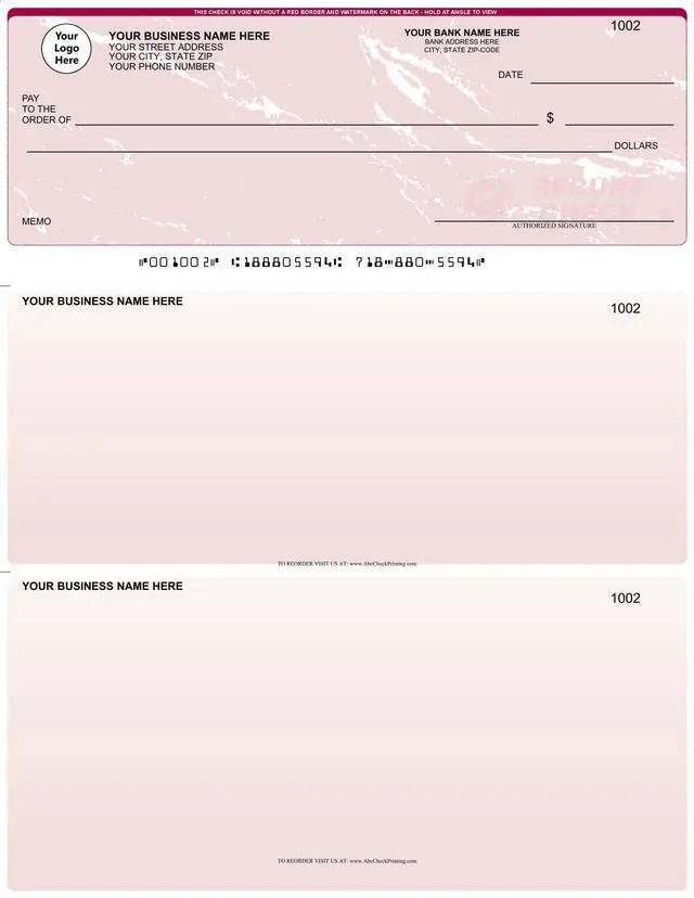 Main image of ABC Computer Checks Compatible w/Quick Books, Checks on Top, Marble Red (500 Sheets)