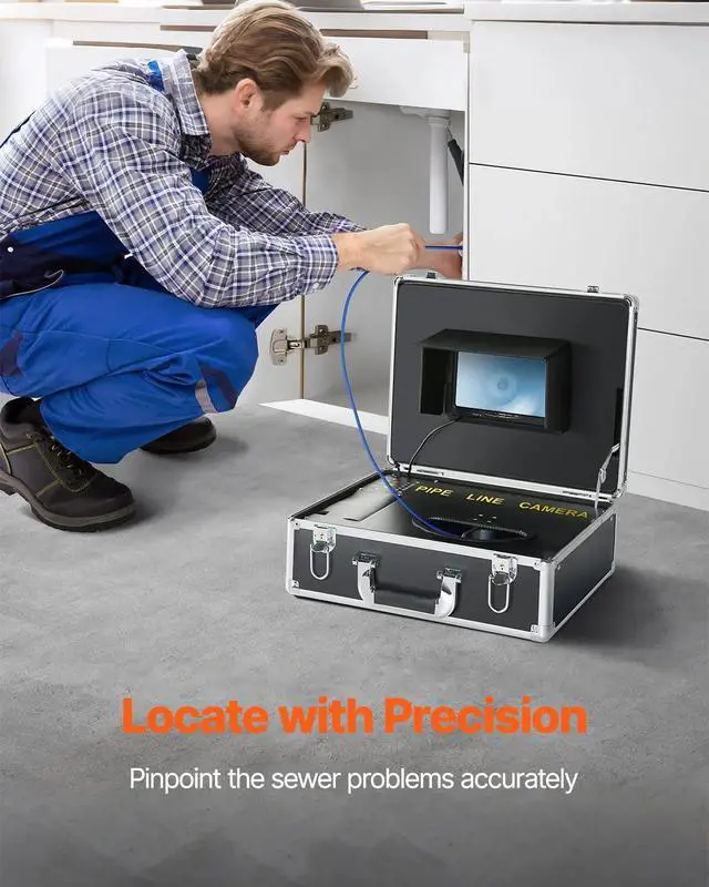 Alt view image 2 of 6 - Sewer Camera, 100ft Drain Inspection Camera with 7" Screen, IP68 Waterproof Snake Plumbing Camera with 12PCS Adjustable LEDs, 16 GB SD Card for Sewer Line, Duct Drain Pipe Plumbing