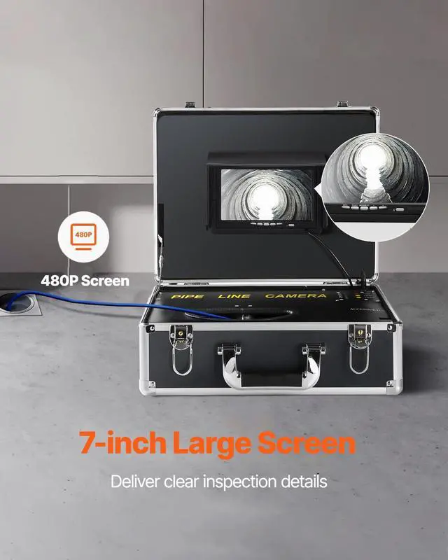 Alt view image 3 of 6 - Sewer Camera, 100ft Drain Inspection Camera with 7" Screen, IP68 Waterproof Snake Plumbing Camera with 12PCS Adjustable LEDs, 16 GB SD Card for Sewer Line, Duct Drain Pipe Plumbing