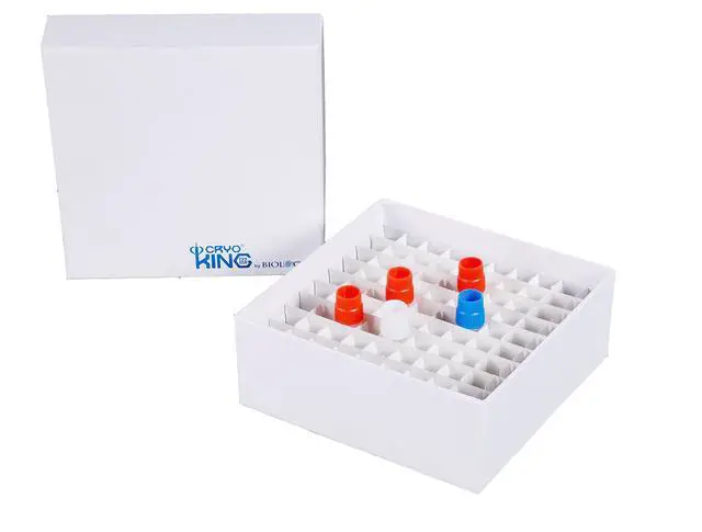 Alt view image 2 of 2 - 90-1281 Cardboard Microcentrifuge Tube Freezer Storage Box, 2" Height, 81 Places (Case of 100)