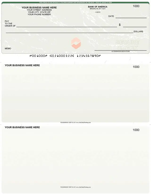 Main image of ABC Computer Checks Compatible w/QuickBooks, Checks on Top, Marble Green (500 Sheets)