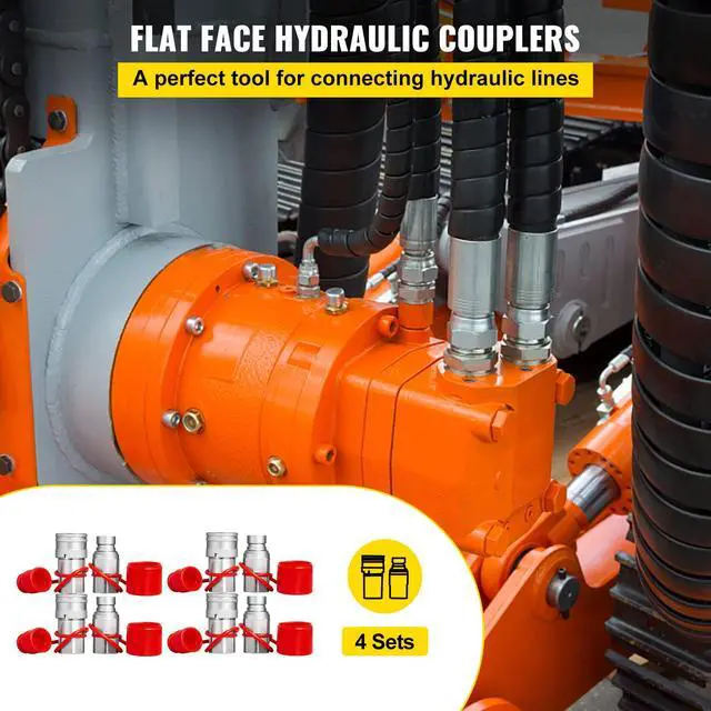 Alt view image 2 of 6 - Hydraulic Coupler 1/2 Body with 1/2" NPT Thread 27.6 MPa Hydraulic Quick Connect 4 Pairs Hydraulic Coupling Quick Connect 45.5 L/min Hydraulic Quick Coupler