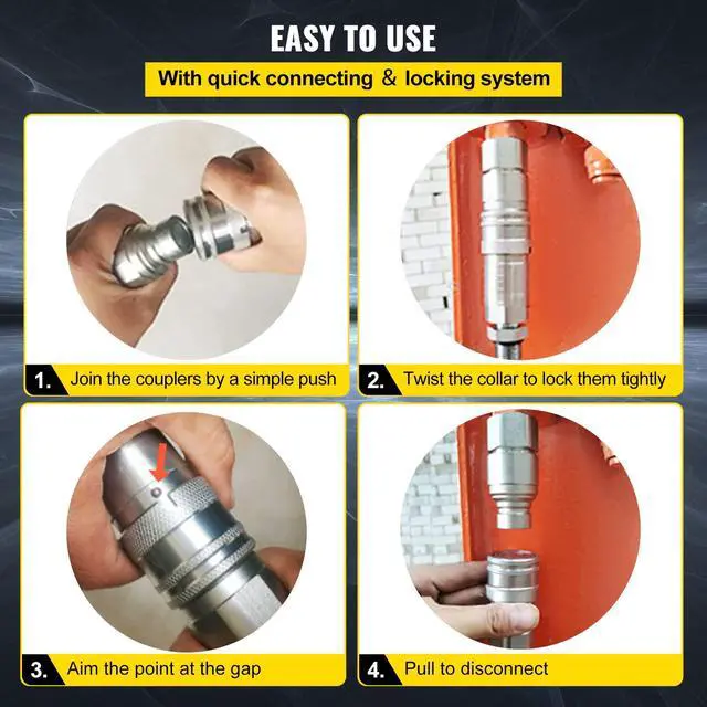 Alt view image 4 of 6 - Hydraulic Coupler 1/2 Body with 1/2" NPT Thread 27.6 MPa Hydraulic Quick Connect 4 Pairs Hydraulic Coupling Quick Connect 45.5 L/min Hydraulic Quick Coupler