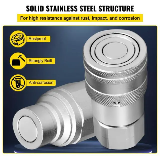 Alt view image 5 of 6 - Hydraulic Coupler 1/2 Body with 1/2" NPT Thread 27.6 MPa Hydraulic Quick Connect 4 Pairs Hydraulic Coupling Quick Connect 45.5 L/min Hydraulic Quick Coupler