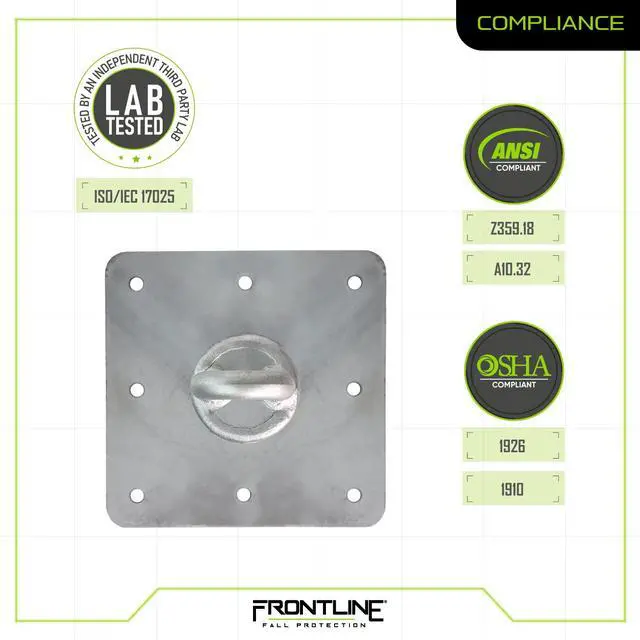 Alt view image 6 of 6 - Frontline RC12 Concrete Anchor 12" | ASTM rated steel | Concrete Application | Great for exterior or indoor use | OSHA & ANSI Compliant
