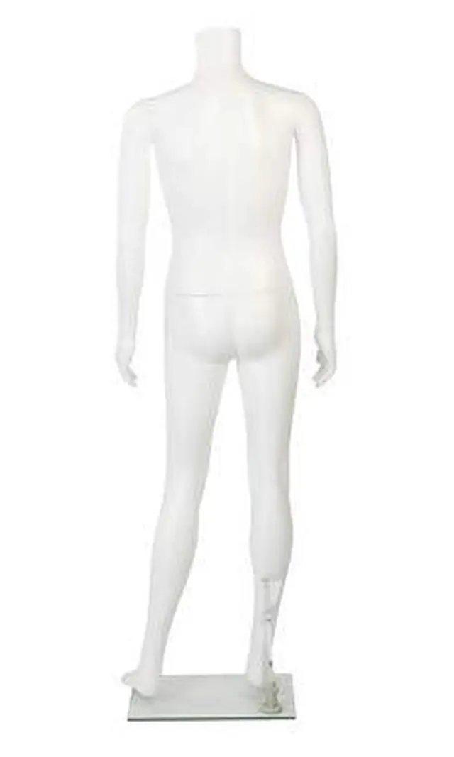 Alt view image 3 of 4 - Male Headless White Plastic Mannequin - Height 5'7½" - with Base