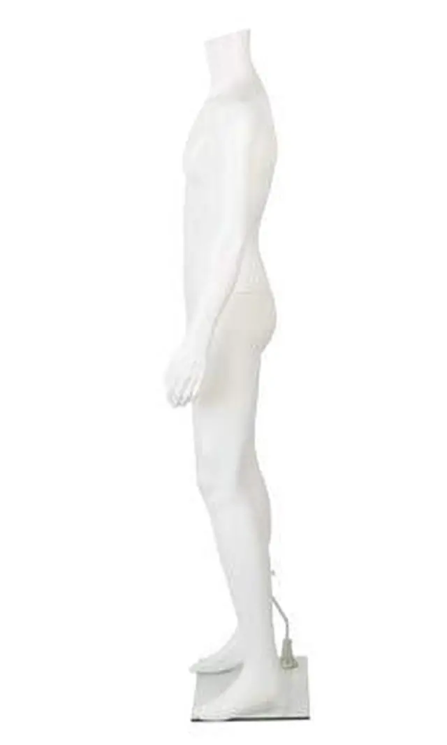 Alt view image 4 of 4 - Male Headless White Plastic Mannequin - Height 5'7½" - with Base