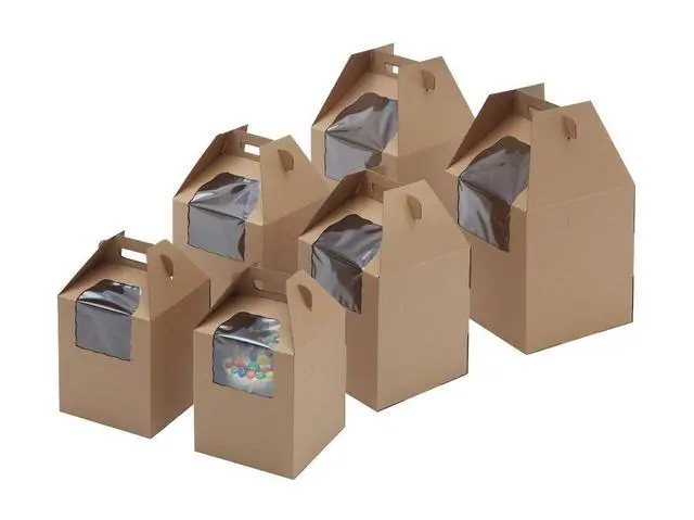 Alt view image 3 of 4 - Plain Tall Kraft/Kraft Cake-Carrier Box 16" x 16" x 18" High with Window - 10 Pieces
