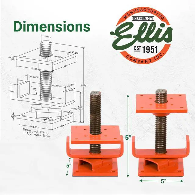 Alt view image 3 of 6 - Manufacturing Timber Jack Adjustable Post for House Leveling, Basement Support, Joist Lift, Crawl Space Shoring, Screw Support Beam, 5" Range, 30,000 lbs Capacity