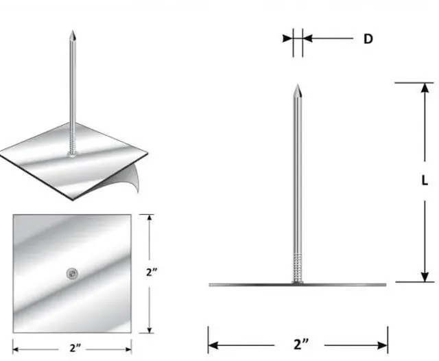 Alt view image 3 of 4 - Self-Stick Insulation Hangers, Pins (500, 1-5/8") Click to View Size and Quantity Options, Made in America