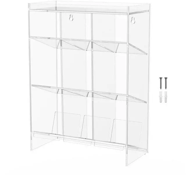 Main image of Tube Rack Clear Acrylic 9 Compartment 11.5" x 5.5" x 16" Wall Mount with Hanging Hardware or Countertop Phlebotomists Scientists Nurses Physicians Emergency Technicians by